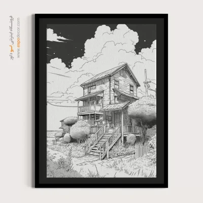 تابلو زیبا با طرح‌های طبیعی - دید خالص – تابلو سیاه و سفید - اسپو دکور