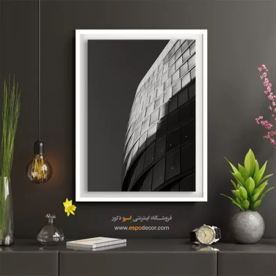 تابلو بوم سیاه و سفید معماری - ریتم پنجرهها – تابلو سیاه و سفید - اسپو دکور