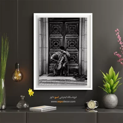 تابلو بوم برای استودیو موسیقی - نوای خاموش – تابلو سیاه و سفید - اسپو دکور