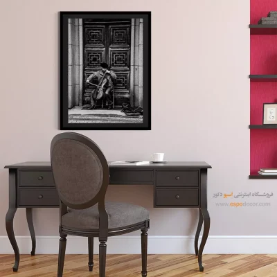 تابلو بوم برای استودیو موسیقی - نوای خاموش – تابلو سیاه و سفید - اسپو دکور