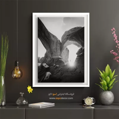 تابلو منظره کوهستانی - دروازه نور – تابلو سیاه و سفید - اسپو دکور