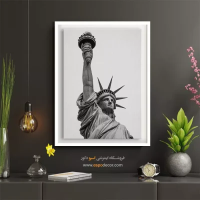 تابلو نماد آزادی - فانوس امید – تابلو سیاه و سفید - اسپو دکور
