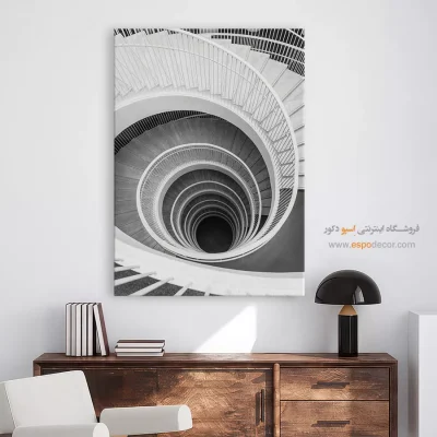 تابلو سیاه و سفید برای فضای هنری - سقوط دایره‌ – تابلو سیاه و سفید - اسپو دکور