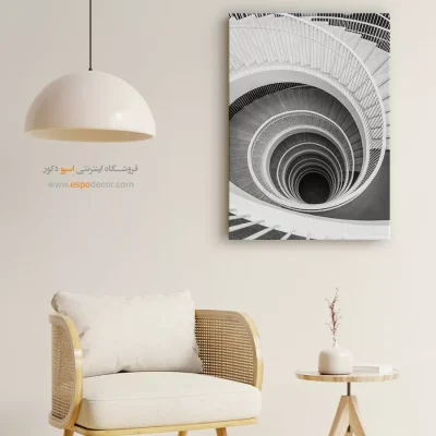 تابلو سیاه و سفید برای فضای هنری - سقوط دایره‌ – تابلو سیاه و سفید - اسپو دکور