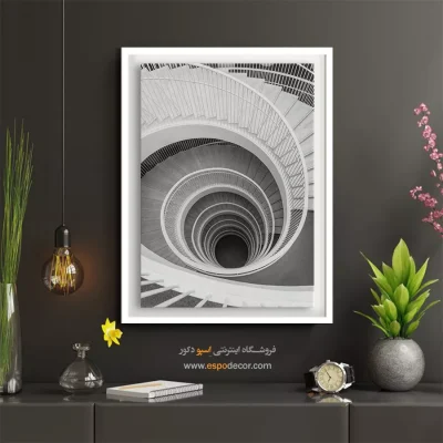 تابلو سیاه و سفید برای فضای هنری - سقوط دایره‌ – تابلو سیاه و سفید - اسپو دکور