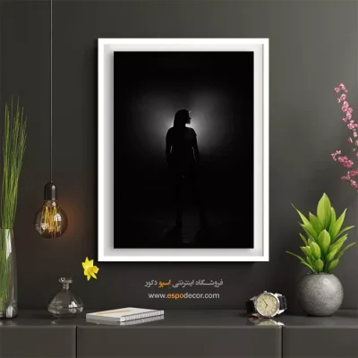 خرید تابلو چهره مفهومی - راز نور – تابلو سیاه و سفید - اسپو دکور