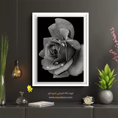 تابلو دکوراتیو رمانتیک - اشک شبنم – تابلو سیاه و سفید - اسپو دکور