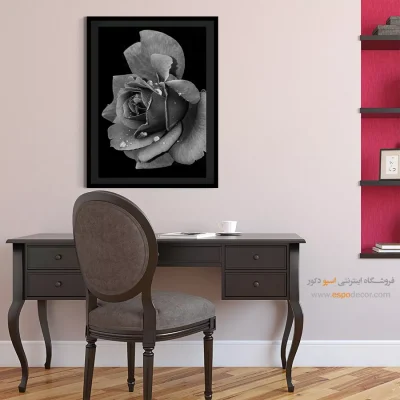 تابلو دکوراتیو رمانتیک - اشک شبنم – تابلو سیاه و سفید - اسپو دکور