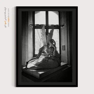 تابلو دکوراتیو کلاسیک - بوسهٔ ابدی – تابلو سیاه و سفید - اسپو دکور