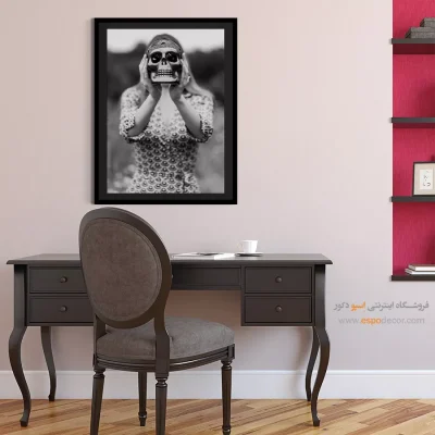 تابلو با طرح فیگور - نقاب سکوت – تابلو سیاه و سفید - اسپو دکور