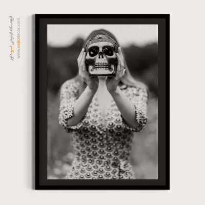 تابلو با طرح فیگور - نقاب سکوت – تابلو سیاه و سفید - اسپو دکور