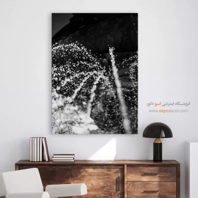 تابلو برای دکوراسیون فضای مدیتیشن - رقص قطره – تابلو سیاه و سفید - اسپو دکور