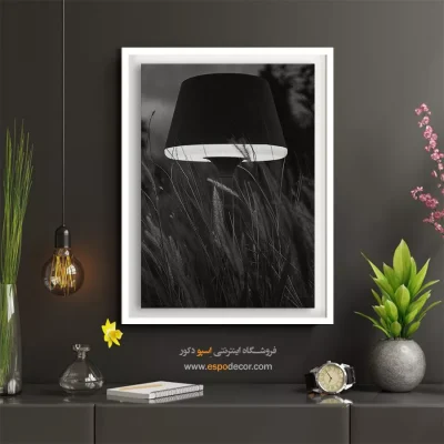تابلو سیاه و سفید با تضاد طبیعت و مدرنیته - نور در علفزار – تابلو سیاه و سفید - اسپو دکور