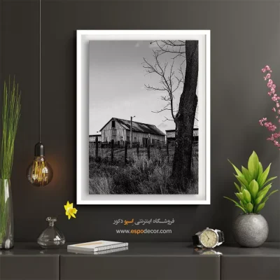 تابلو سیاه و سفید برای دکوراسیون روستیک - سایهٔ ایام – تابلو سیاه و سفید - اسپو دکور