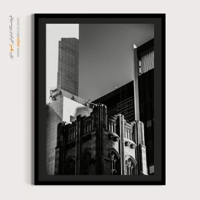 تابلو هنر معماری سیاه و سفید - تضاد زمان – تابلو سیاه و سفید - اسپو دکور