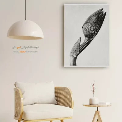 تابلو مینیمال بافت‌دار - جوانه بیدار – تابلو سیاه و سفید - اسپو دکور