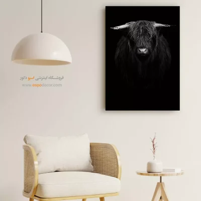 تابلو سیاه و سفید برای بالای شومینه - گاومیش – تابلو سیاه و سفید - اسپو دکور