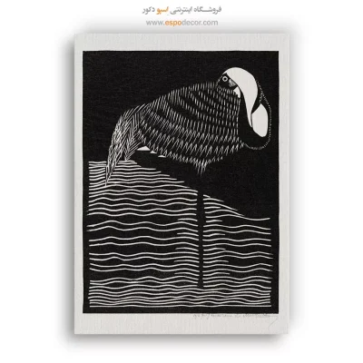 خرید تابلو نقاشی مدرن - فلامینگو در آب – تابلو سیاه و سفید - اسپو دکور