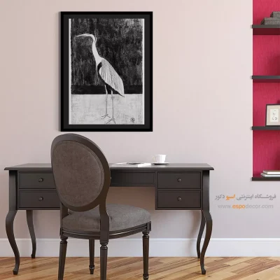 تابلو هنری مدرن - حواصیل – تابلو سیاه و سفید - اسپو دکور