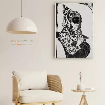 طراحی هنری سیاه و سفید - ماسک – تابلو سیاه و سفید - اسپو دکور