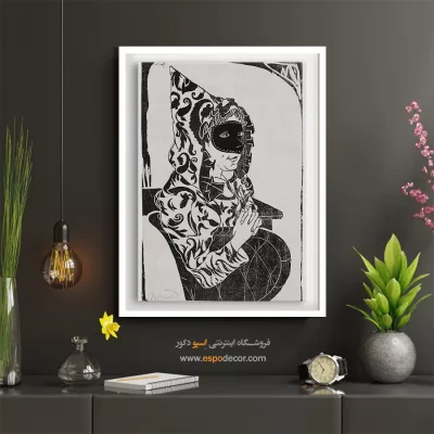 طراحی هنری سیاه و سفید - ماسک – تابلو سیاه و سفید - اسپو دکور