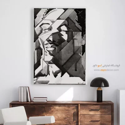تابلو دکوراتیو مدرن - انتزاع چهره – تابلو سیاه و سفید - اسپو دکور