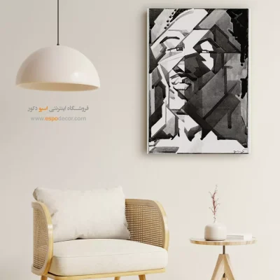 تابلو دکوراتیو مدرن - انتزاع چهره – تابلو سیاه و سفید - اسپو دکور