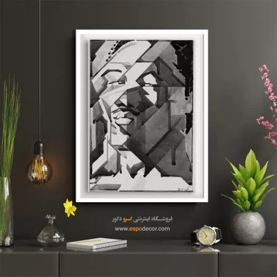 تابلو دکوراتیو مدرن - انتزاع چهره – تابلو سیاه و سفید - اسپو دکور
