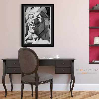 تابلو دکوراتیو مدرن - انتزاع چهره – تابلو سیاه و سفید - اسپو دکور