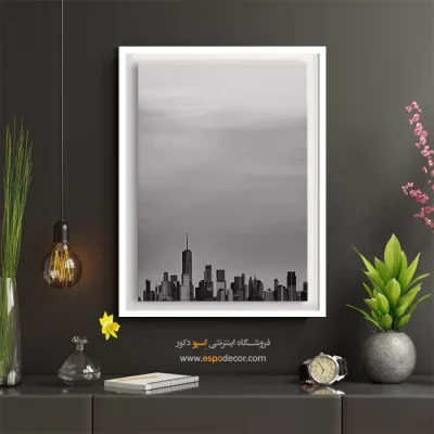 تابلو برای دکوراسیون داخلی - افق شهر – تابلو سیاه و سفید - اسپو دکور