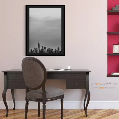 تابلو برای دکوراسیون داخلی - افق شهر – تابلو سیاه و سفید - اسپو دکور