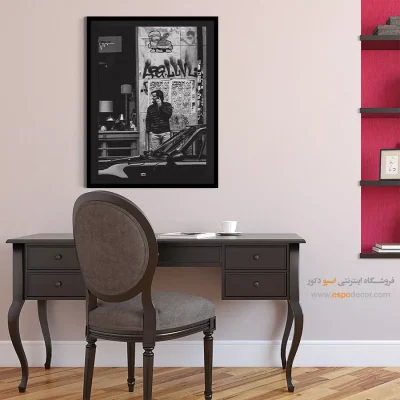 تابلو دیواری مینیمالیست - مرد تلفنی – تابلو سیاه و سفید - اسپو دکور