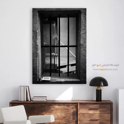 تابلو پنجره قدیمی - پله‌های پنهان – تابلو سیاه و سفید - اسپو دکور