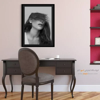 تابلو دیواری مینیمال سیاه و سفید - موج بر چهره – تابلو سیاه و سفید - اسپو دکور