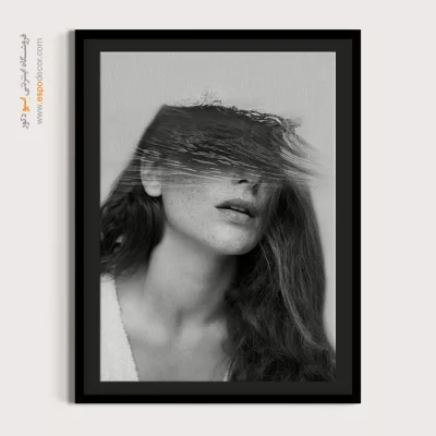 تابلو دیواری مینیمال سیاه و سفید - موج بر چهره – تابلو سیاه و سفید - اسپو دکور