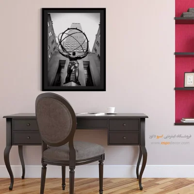 تابلو مجسمه اطلس نیویورک - اطلس – تابلو سیاه و سفید - اسپو دکور