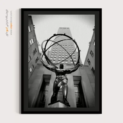 تابلو مجسمه اطلس نیویورک - اطلس – تابلو سیاه و سفید - اسپو دکور