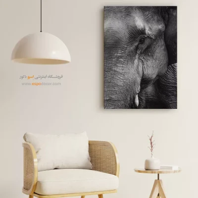 تابلو هنری پرتره حیوانات - چشمان خردمند – تابلو سیاه و سفید - اسپو دکور