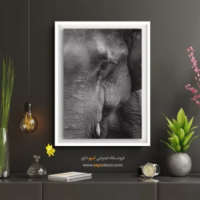 تابلو هنری پرتره حیوانات - چشمان خردمند – تابلو سیاه و سفید - اسپو دکور