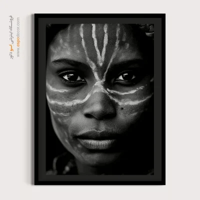 تابلو پرتره قومیتی سیاه و سفید - روح قبیله – تابلو سیاه و سفید - اسپو دکور