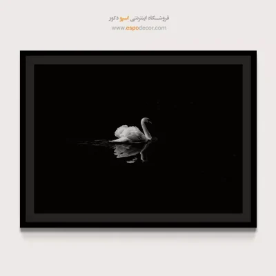تابلو مینیمال با حس آرامش - انعکاس قو – تابلو سیاه و سفید - اسپو دکور