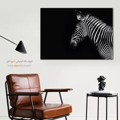 تابلو پرتره گورخر سیاه و سفید - الگوی طبیعت – تابلو سیاه و سفید - اسپو دکور