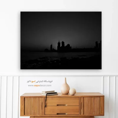 تابلو منظره‌ی شب - افق پنهان – تابلو سیاه و سفید - اسپو دکور