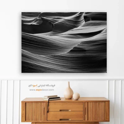 تابلو سیاه و سفید مدرن - فرسایش سیال – تابلو سیاه و سفید - اسپو دکور