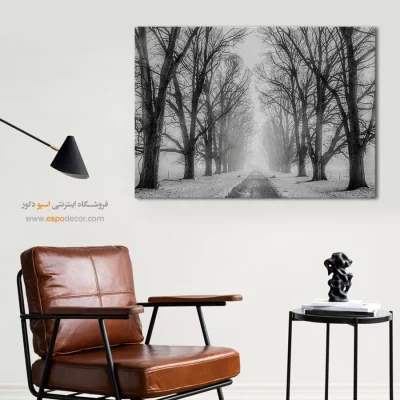 تابلو سیاه و سفید طبیعت زمستانی - سکوت زمستان – تابلو سیاه و سفید - اسپو دکور