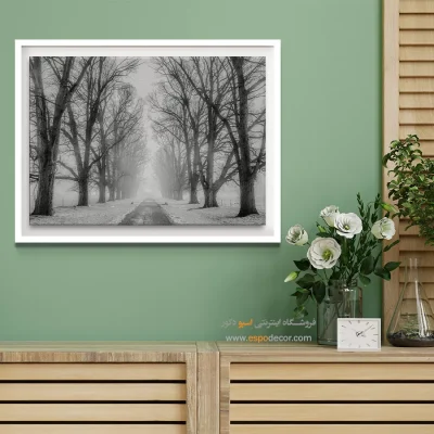 تابلو سیاه و سفید طبیعت زمستانی - سکوت زمستان – تابلو سیاه و سفید - اسپو دکور