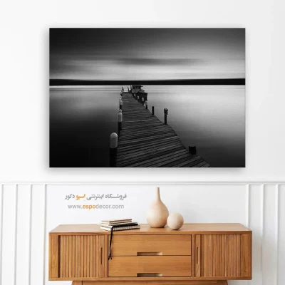 مسیر ابریشمی – تابلو سیاه و سفید - تابلو اسکله سیاه و سفید - اسپو دکور