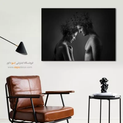 خرید تابلو هدیه سالگرد ازدواج - پیوند با طبیعت – تابلو سیاه و سفید - اسپو دکور
