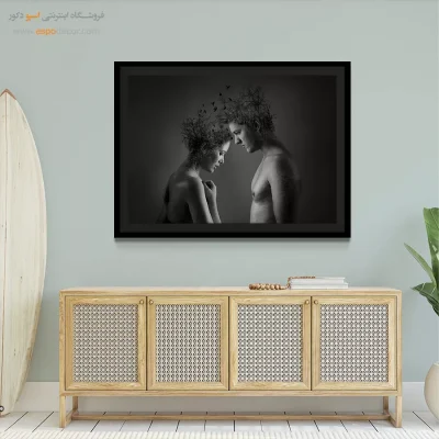 خرید تابلو هدیه سالگرد ازدواج - پیوند با طبیعت – تابلو سیاه و سفید - اسپو دکور