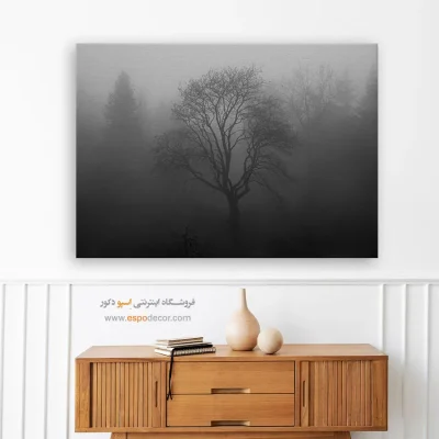 تابلو هنری برای هدیه - تندیس زمستانی – تابلو سیاه و سفید - اسپو دکور